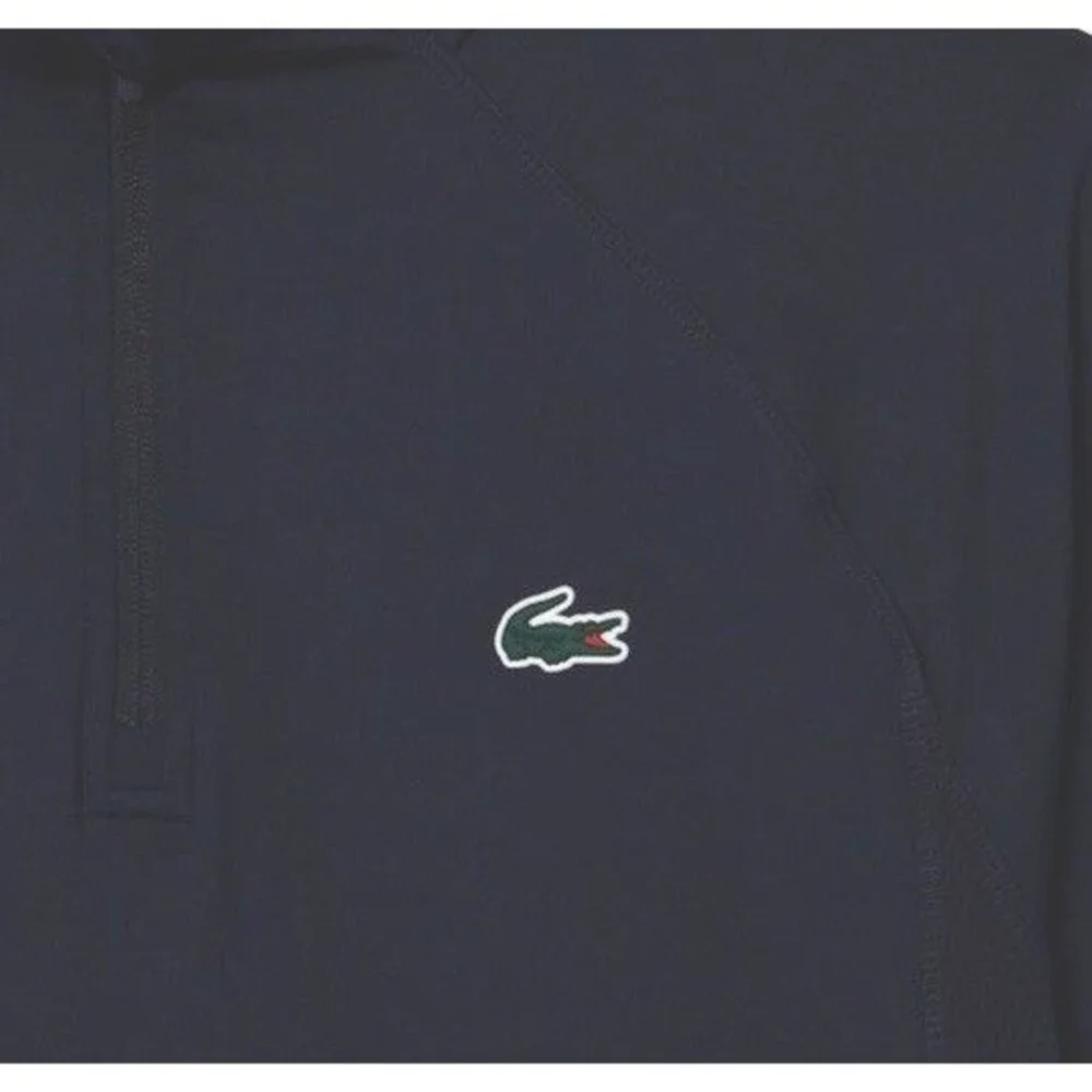 Lacoste Sport Men's M High-Neck Golf Sweatshirt Navy Quarter Zip Performance